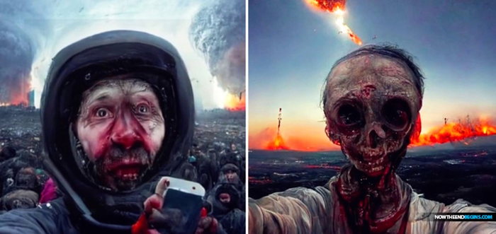Dernier selfie Apocalyptique généré selon les pronostics d'une intelligence artificielle

