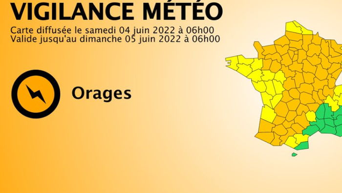 Orages : 65 départements placés en vigilance orange ce samedi, la grêle redoutée dans le Sud-Ouest 