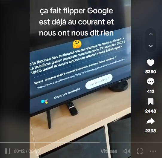 Question posée à Google de savoir quand commencerait la IIIe guerre mondiale