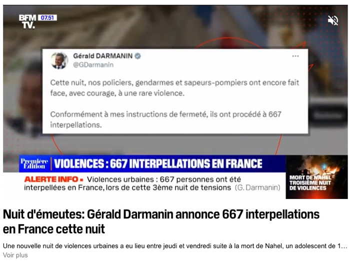 667 interpellations au cours de la dernière nuit de feu de Juin 2023