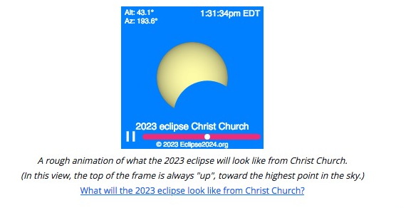 L'éclipse partielle (magnitude 42%) vue depuis Christ Church le 14 Octobre 2023 (Virginia), 