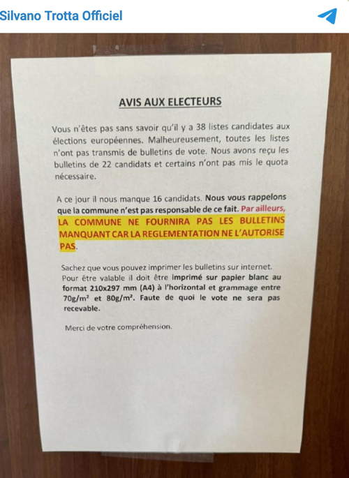 Avis aux électeurs