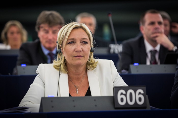 Marine Le Pen au Parlement Européen à Strasbourg

