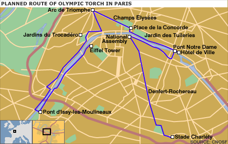 Parcours Parisien de la flamme des JO de pékin