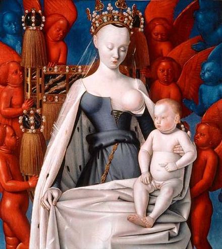 "la vierge et l'enfant entourés d'anges"