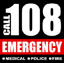 - "T-shirt" "call 108 emergency" ou "appel 108 d'urgence" -  - Médecin - police - feu - 