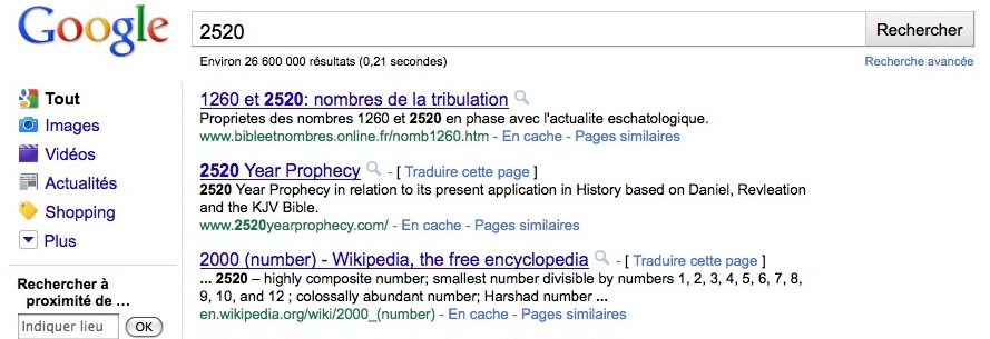 Captures d'écran: recherches Google