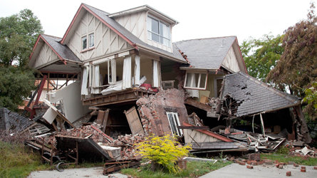 Habitation de Christchurch endommagée par le tremblement de terre de Février 2011