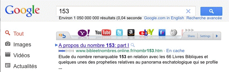 Résultats de recherches du "153" sur Google les 6/6/ et 2/7/2011