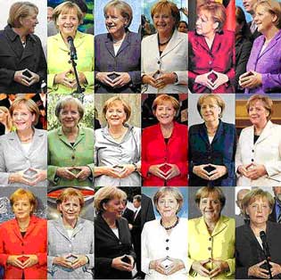 Attitudes "type" d'Angela Merkel en 6+6+6 vignettes