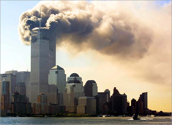 Tours du WTC en feu en matinée du 11 Septembre 2001