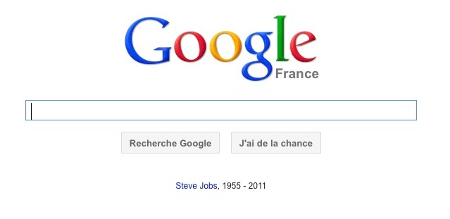 annonce de la mort de Steve Jobs sur Google