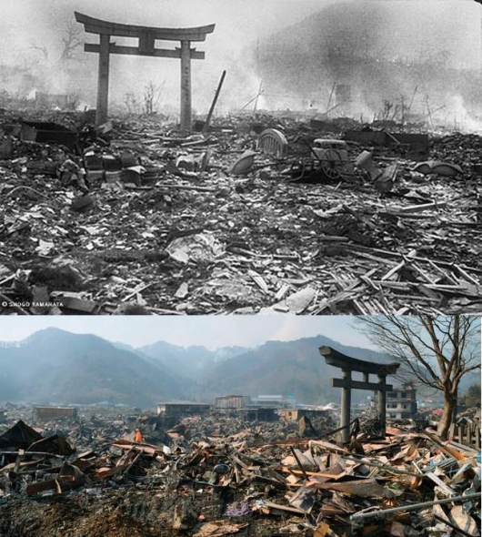 Nagasaki en 1945...  Sendaï en 2011...