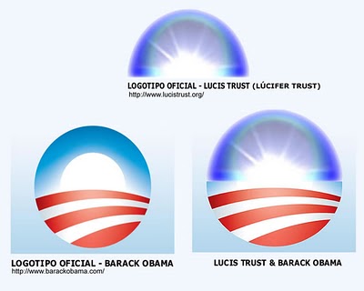 logos de Lucis Trust et de B. Obama fusionnés
