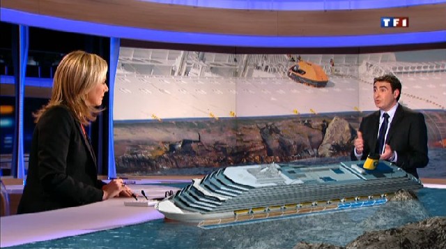 — Journal TV 20h sur TF1 - 23/01/2012 - Reconstitution échouage du Costa Concordia en 3D —