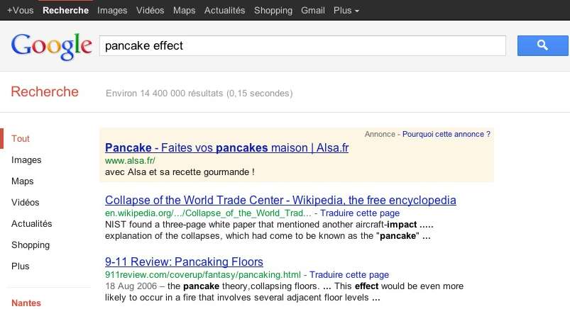 Recherche "Pancake effect" sur Google