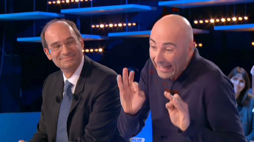 Canteloup imitant Jean Michel Apathie en sa présence et celle d'E. Woerth au Grand Journal sur Canal+