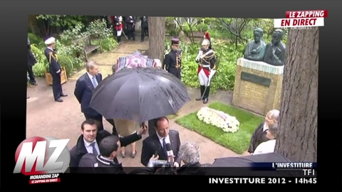 Hommage de F. Hollande devant le Monument Pierre et Marie Curie