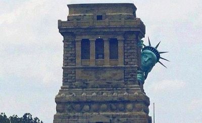 Photomontage statue de la Liberté à l'occasion du passage de Sandy