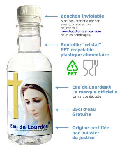 Bouteille d'eau de lourdes