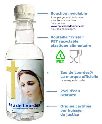 Bouteille d'eau de lourdes