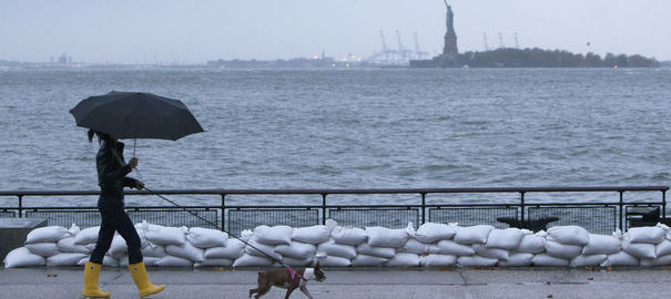 Statue de la Liberté à l'approche de l'ouragan Sandy le 29 Octobre 2012