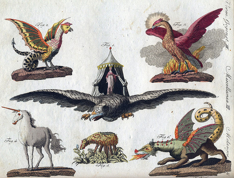 Basilic, Phoenix, Dragon, agneau végétarien de Tartarie et Licorne.  
