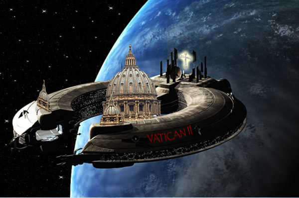 Montage graphique "Basilique St Pierre de Rome/Astronef"