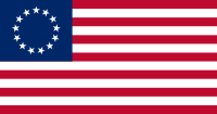 Une version du drapeau des États-Unis à treize étoiles cousue par Betsy Ross.