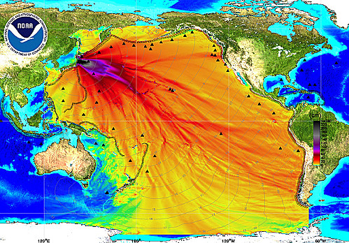 Flux radioactifs traversant le pacifique depuis Fukushima