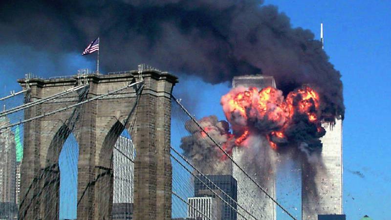 Vue des deux tours du WTC au matin du 11 Septembre 2001