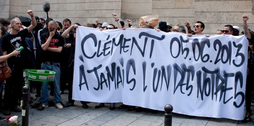 Manifestations du 6 Juin 2013 sur le lieu de l'assassinat de Clément-Méric la veille au soir